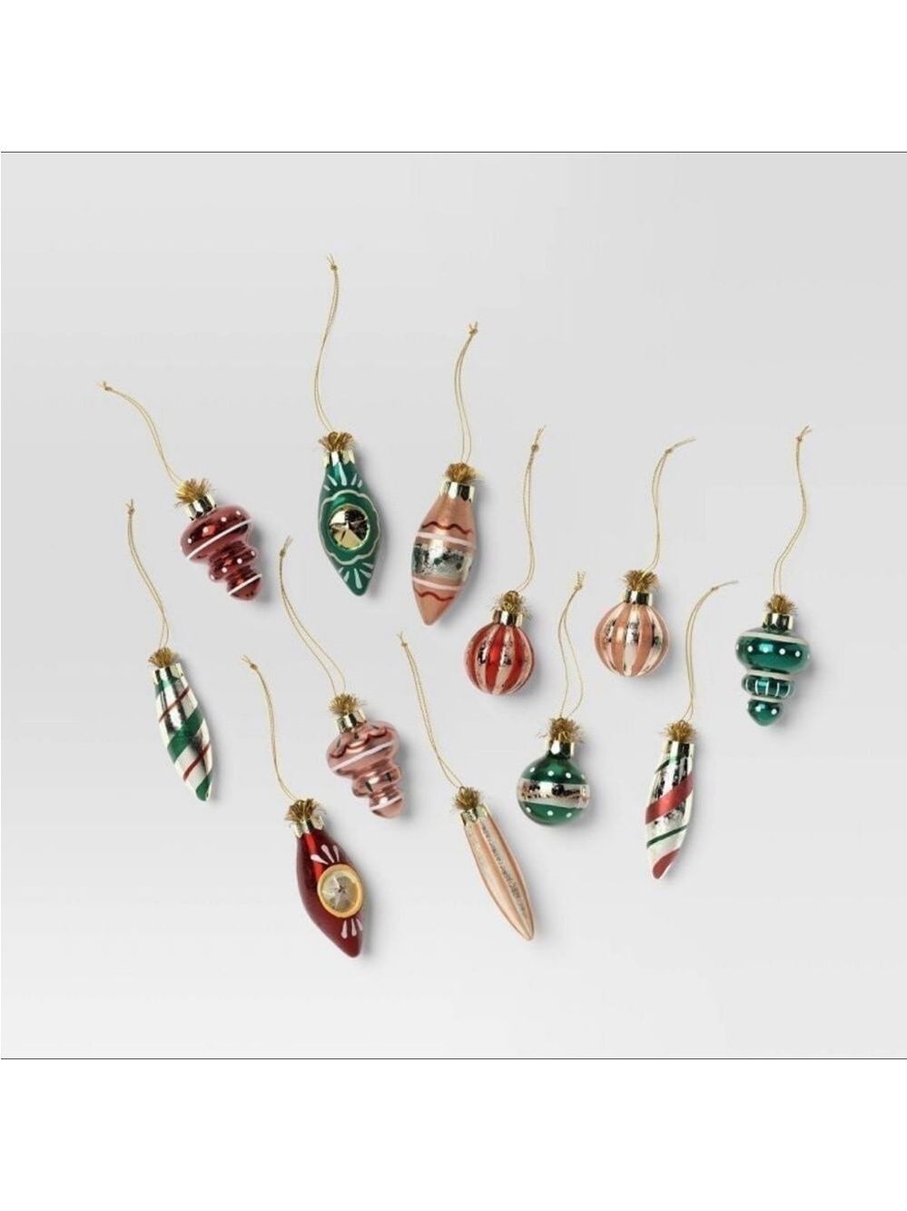 Set of 12 Mini Christmas Glass Ornaments - Threshold